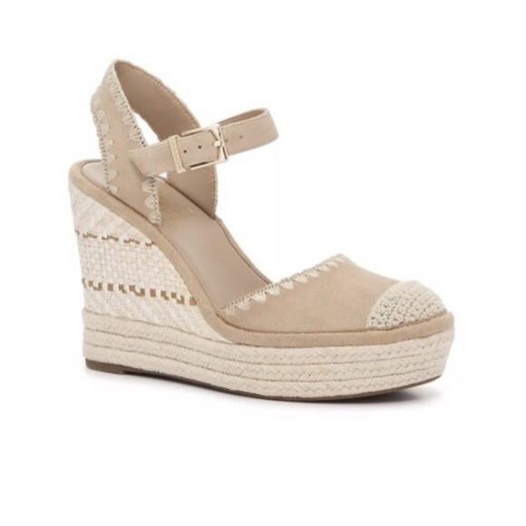 Vince Camuto Shoes - Vince Camuto Artemea Wedge Sandals Beige Suede Espadrille Heels Size 11